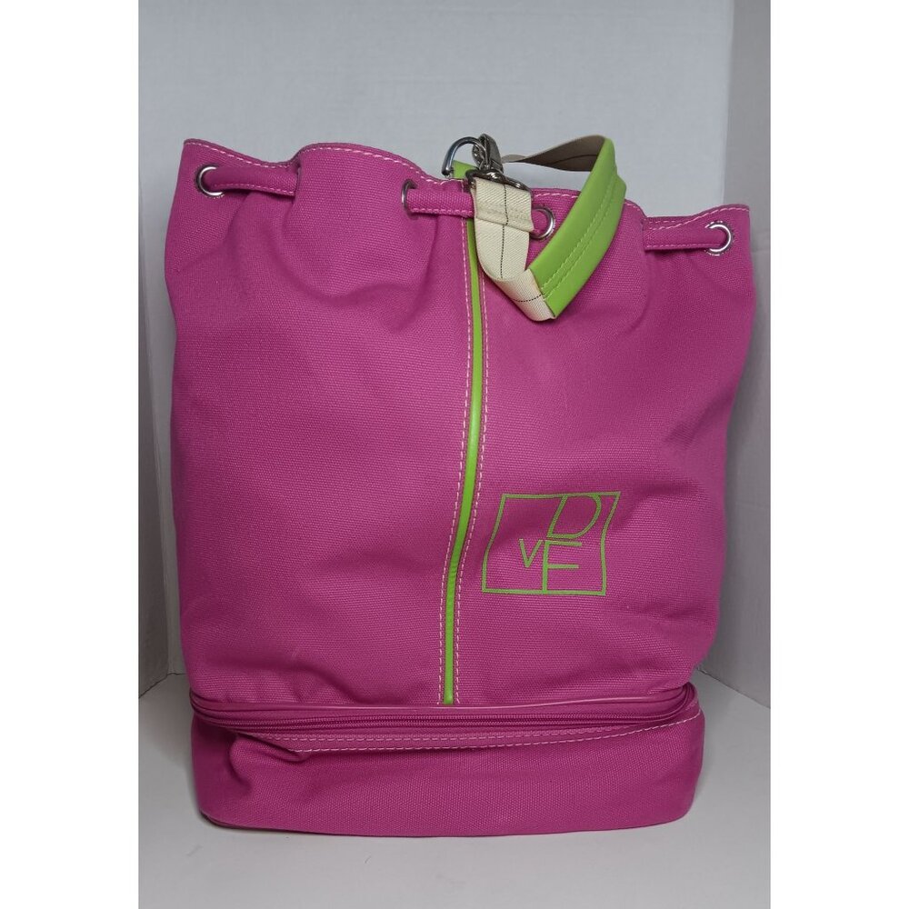 Diane Von Furstenberg Pink Green Canvas Tennis Travel Athleisure Duffle Bag